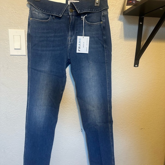 NWT FRAME Jeans-Fold Over High Rise Straight - Picture 3 of 5